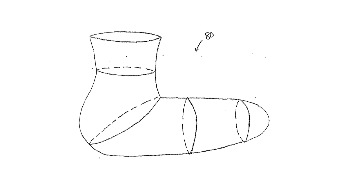 Patent drawing for Conformable Booties, Shoe Inserts, and Waterproof Breathable Socks Containing An Integrally Joined Interface