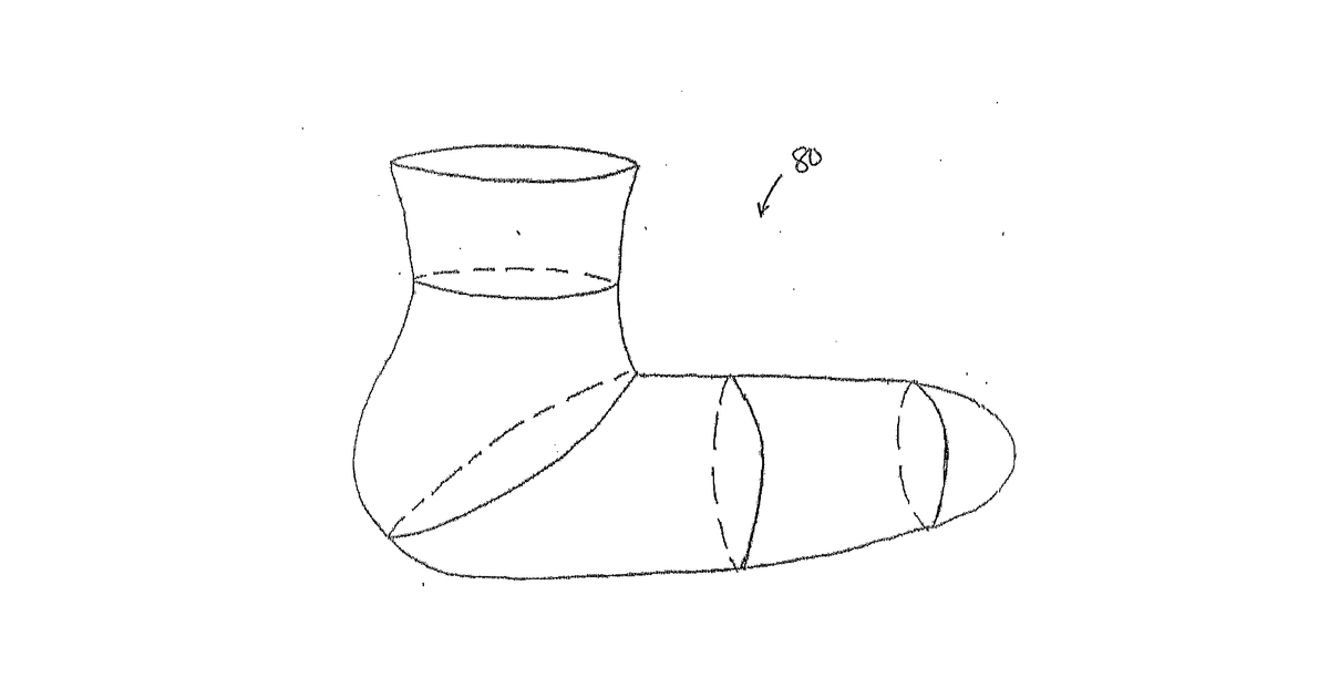 Patent drawing for Conformable Booties, Shoe Inserts, and Waterproof Breathable Socks Containing an Integrally Joined Interface