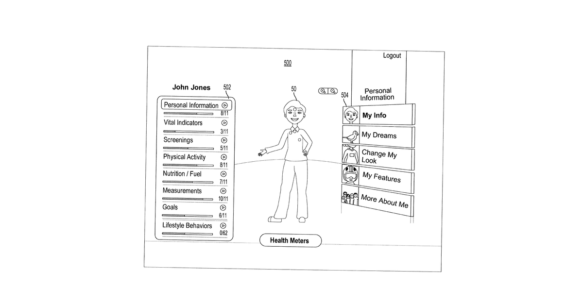 Patent drawing for Delivering to a user a biometric display that communicates health and fitness performance related information about the user
