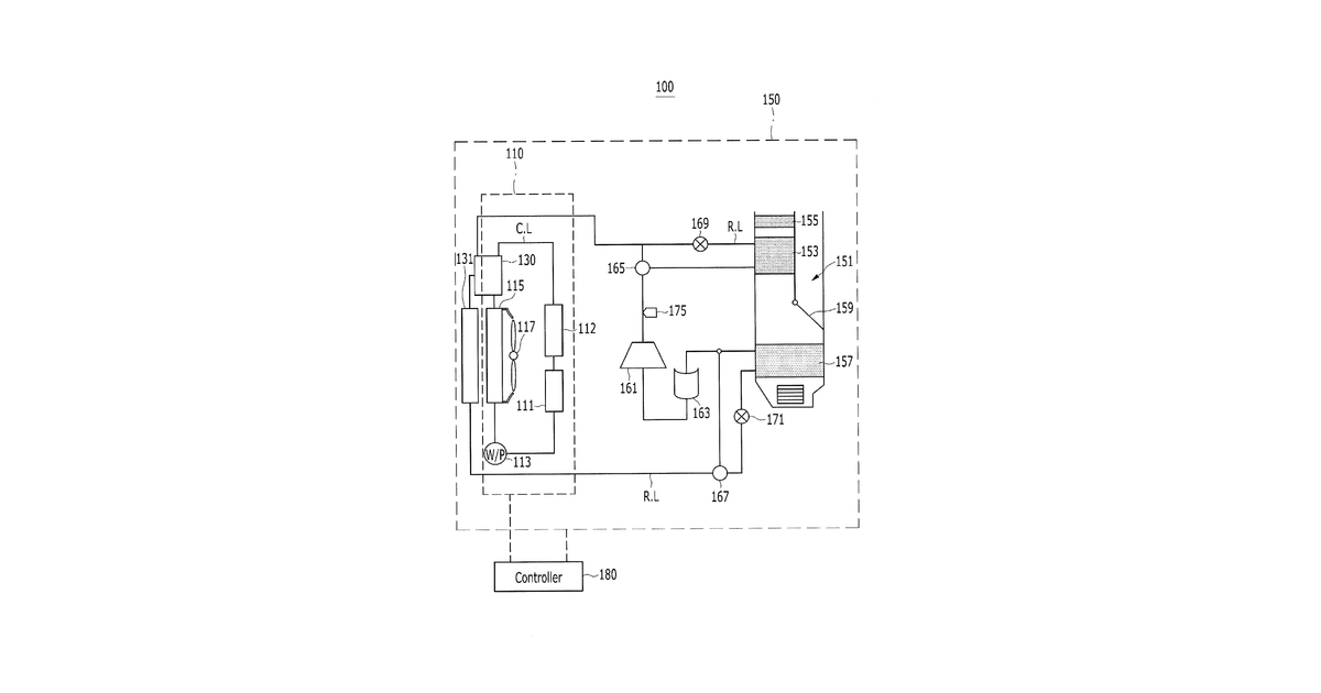 Patent drawing for Heat pump system for vehicle and method of controlling the same