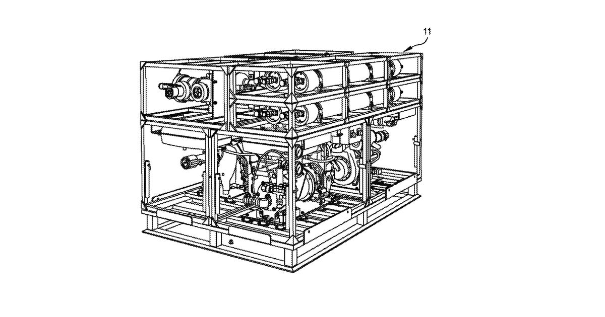 Patent drawing for Lightweight modular water purification system with reconfigurable pump power options