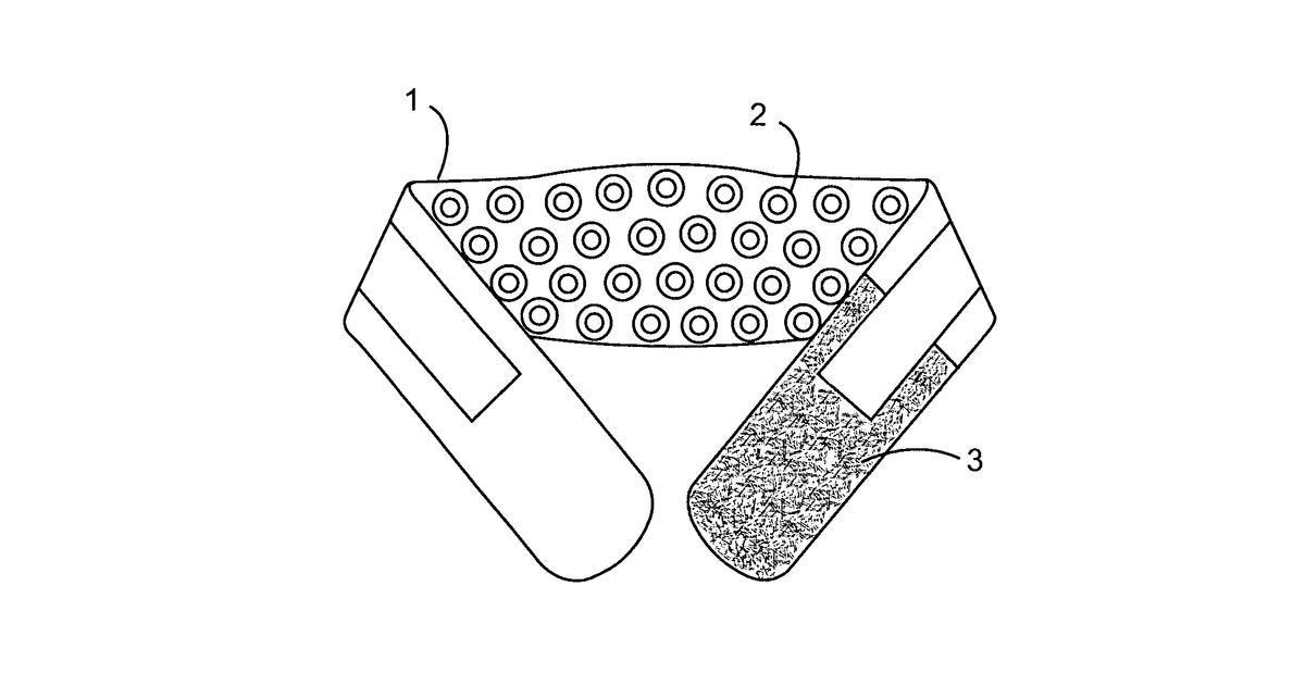 Patent drawing for Portable, HANDS-FREE, PRE-CALIBRATED and WEARABLE Laser brace/wrap type clinical-strength medical device/apparatus, with embedded Low-Level-Laser-Therapy (LLLT), providing for a new method/modality for Pain relief in the form of orthopedic LASERWRAPS, from joint related musculoskeletal pain caused by joint related illnesses including - TENNIS ELBOW, CARPEL-TUNNEL, ARTHRITIS, OSTEOPEROSIS, PLANTAR FASCITIS, TENDONITIS (BACK PAIN, KNEE TENDONITIS, HAND TENDONITIS, ACHILLES TENDONITIS), SPORT INJURIES & BURSITIS