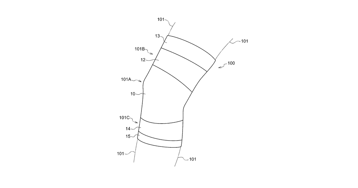 Patent drawing for Garment provided with joint supporter section, and knee supporter