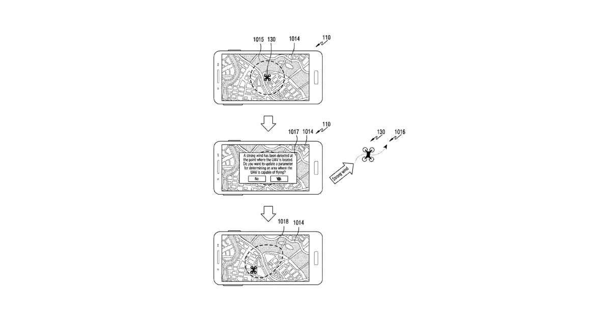 Patent drawing for Electronic device and method for controlling unmanned aerial vehicle