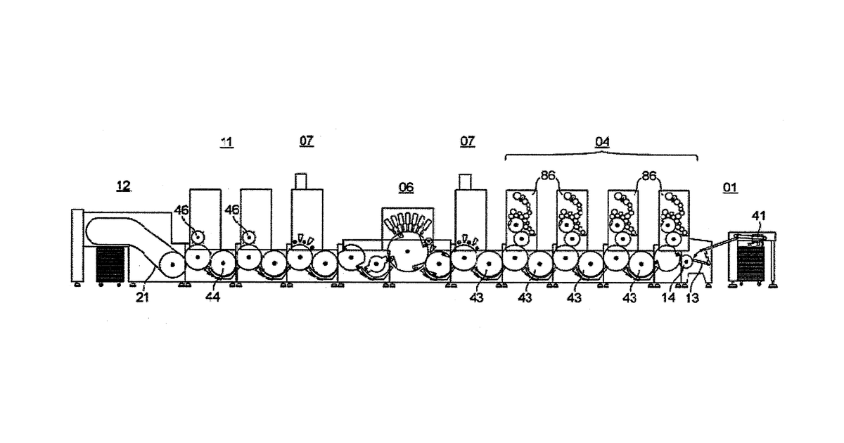 Patent drawing for Machine arrangement and method for sequential processing of sheet-type substrates