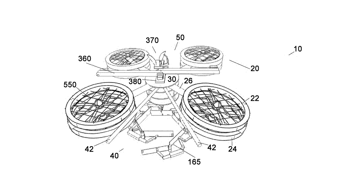 Patent drawing for Unmanned aerial robotic vehicle with mounting mechanism
