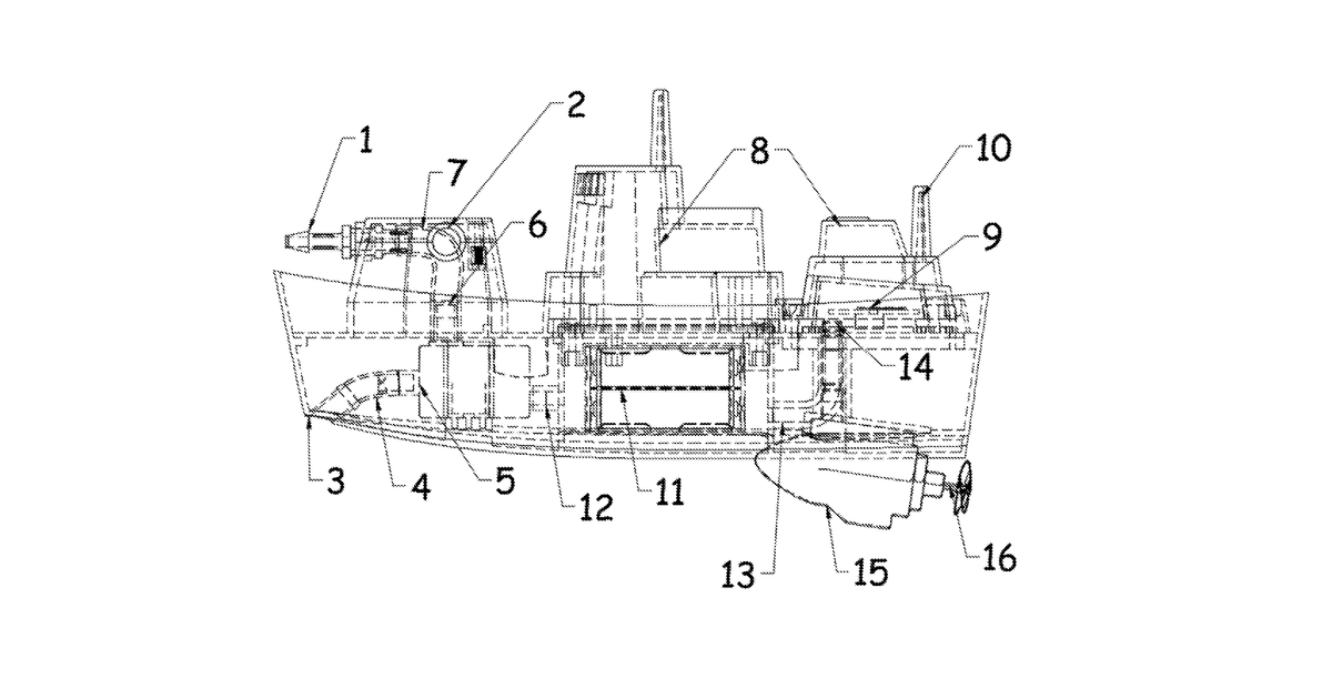 Patent drawing for Sinkable Toy Warships
