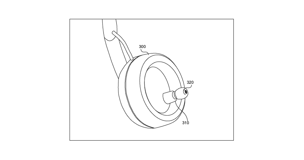 Patent drawing for Headphones with combined ear-cup and ear-bud