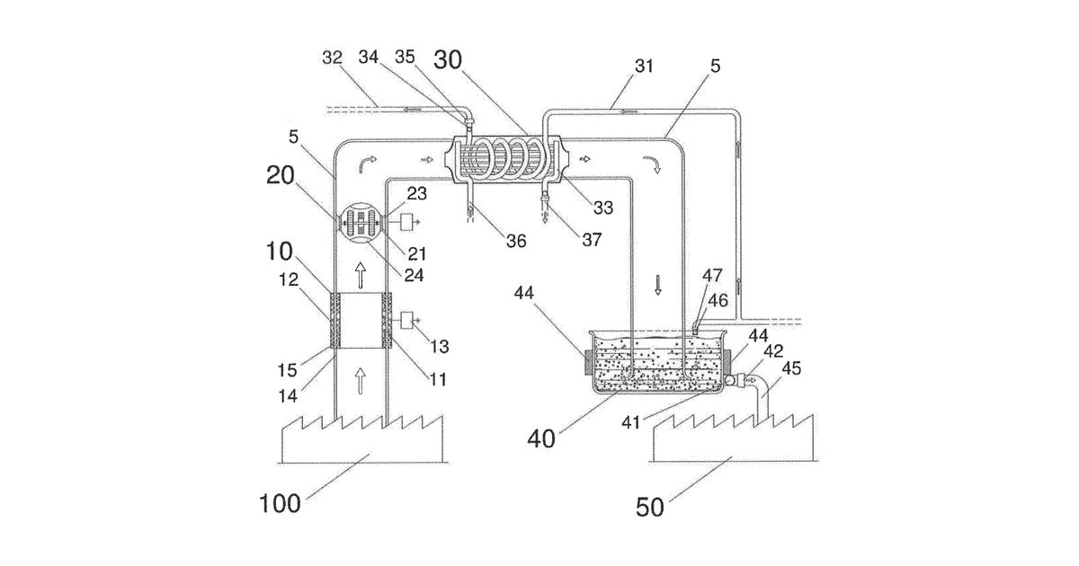 Patent drawing for Carbon dioxide capture, storage, conversion and power system