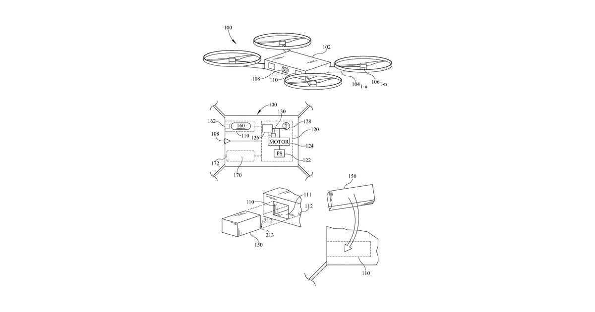 Patent drawing for Security drone with non-lethal deterrent