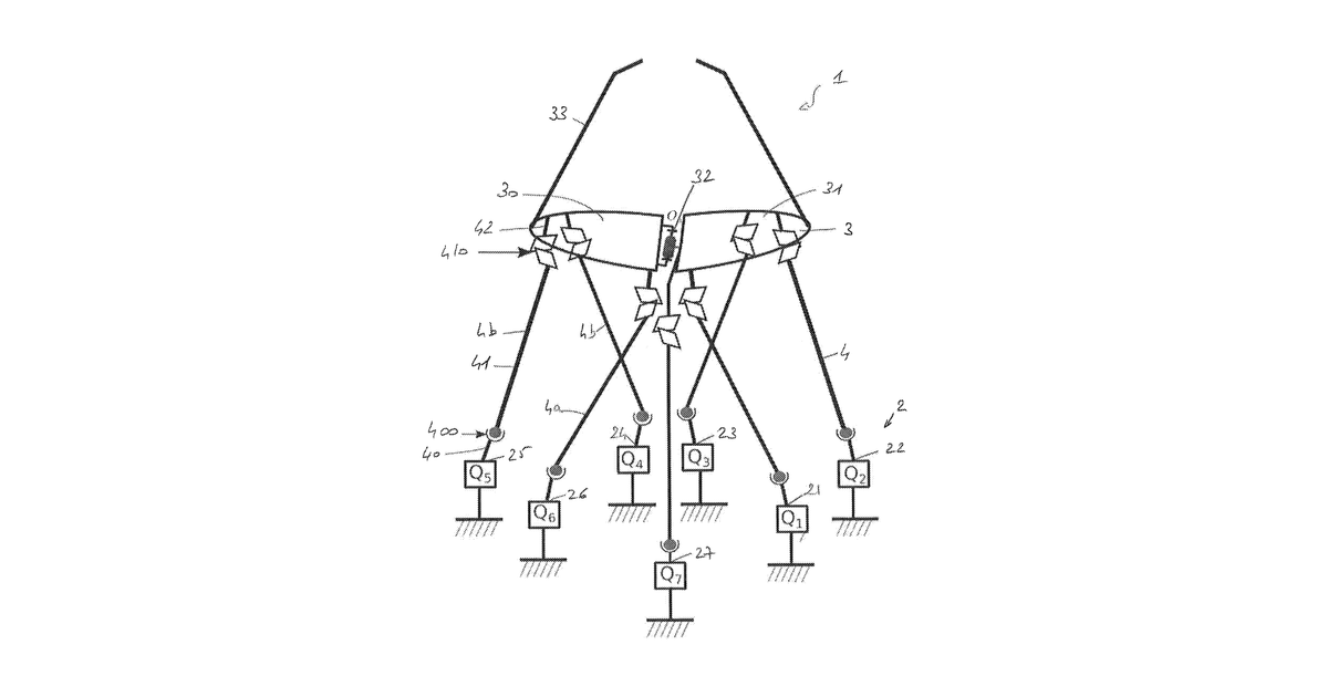 Patent drawing for Robotic structure with six degrees of freedom allowing gripping