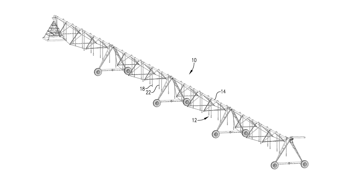 Patent drawing for In-canopy sprinkler monitoring system for center pivot irrigation systems