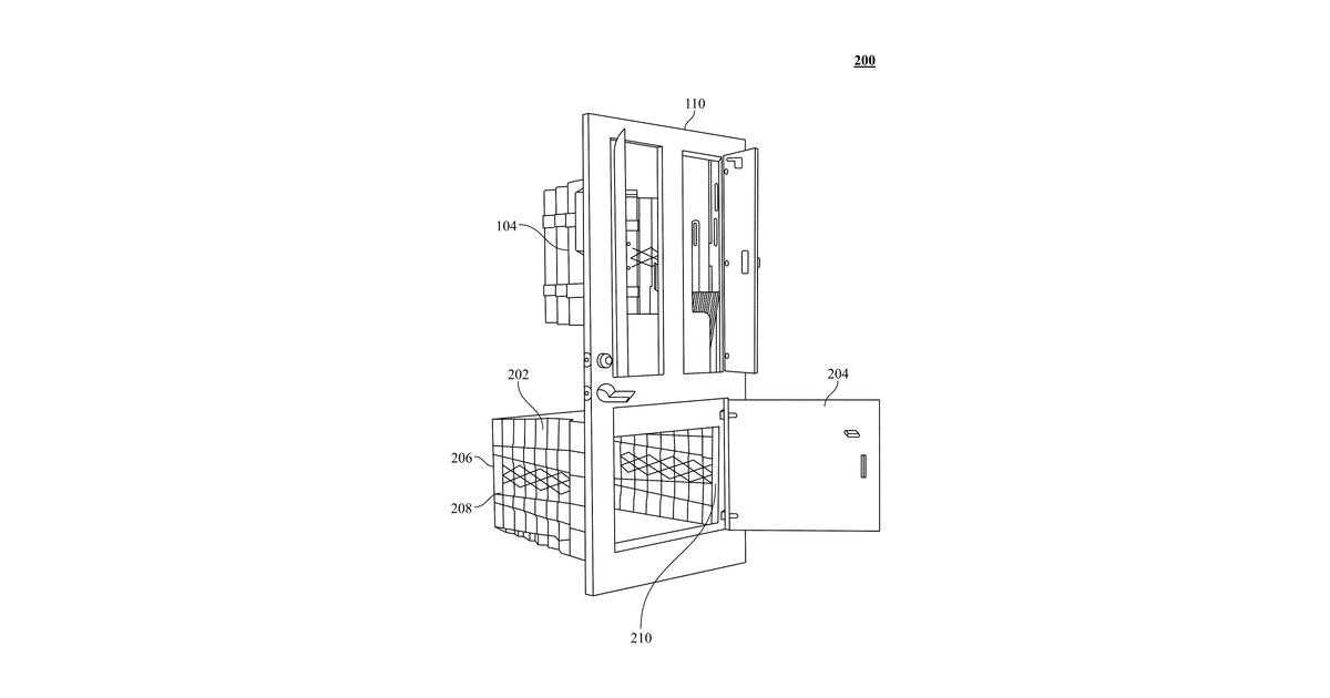Patent drawing for Secure package delivery and pick-up system