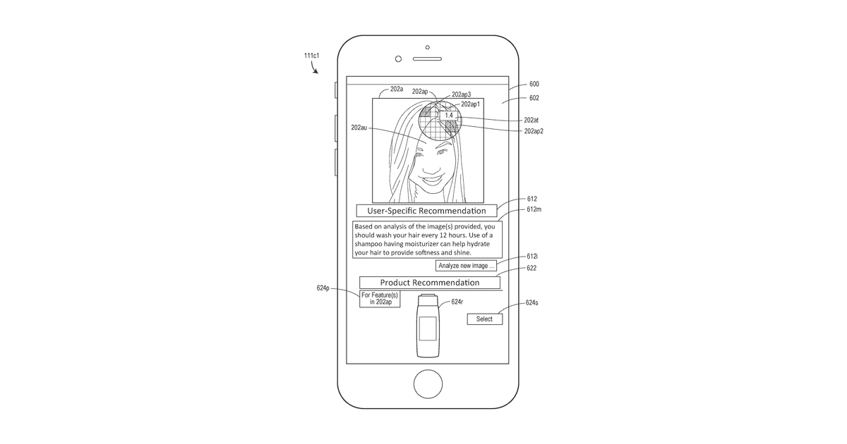 Patent drawing for Digital Imaging and Learning Systems and Methods for Analyzing Pixel Data of an Image of a Hair Region of a User's Head to Generate One or More User-Specific Recommendations