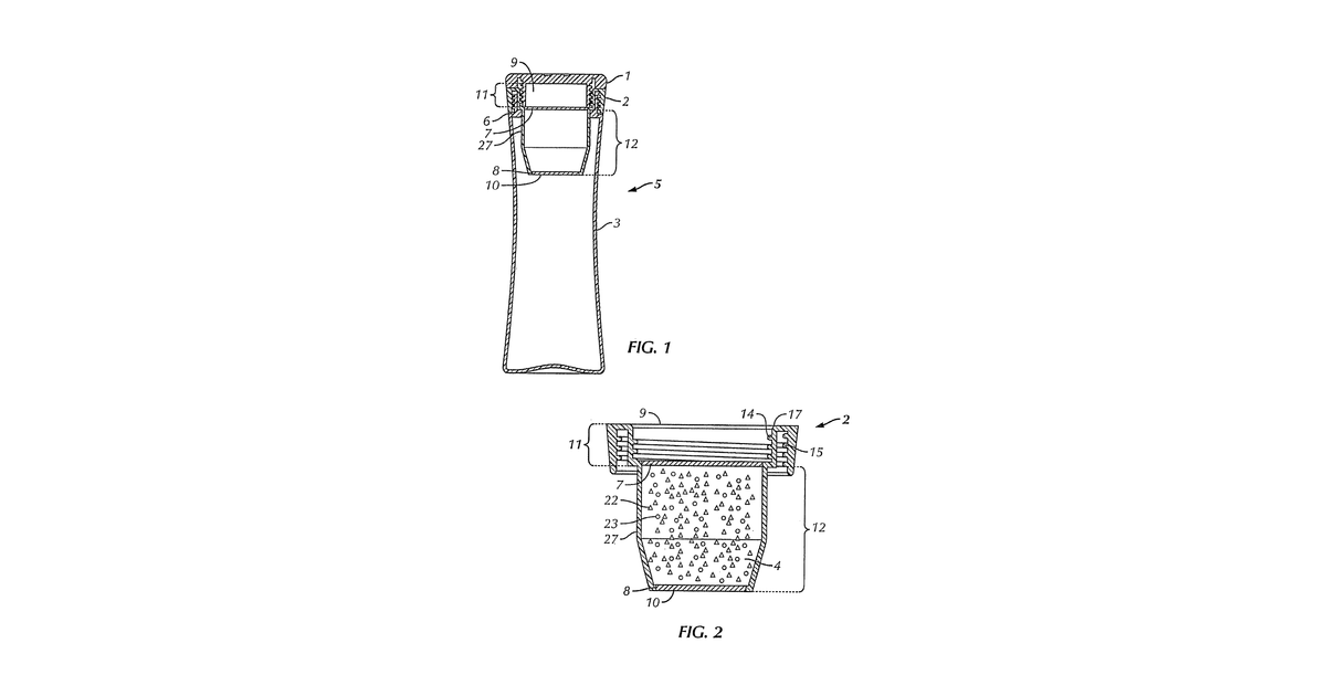 Patent drawing for Filtering water bottle