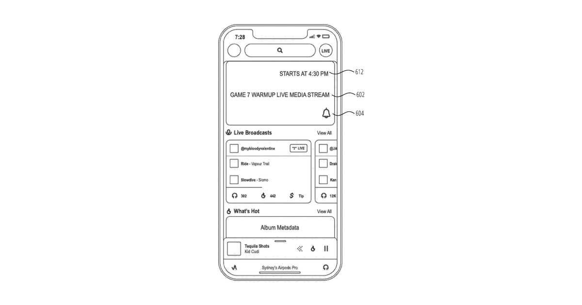 Patent drawing for Live playback streams
