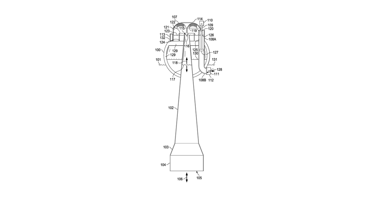 Patent drawing for Inertial hydrodynamic pump and wave engine