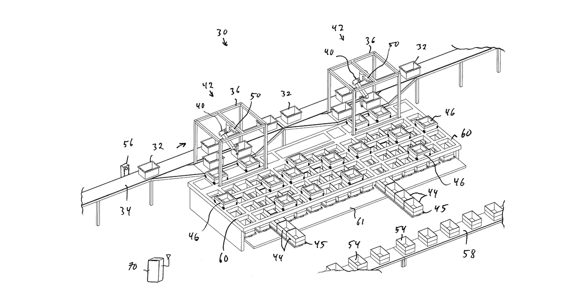 Patent drawing for Systems and methods for processing objects, including automated mobile matrix carriers