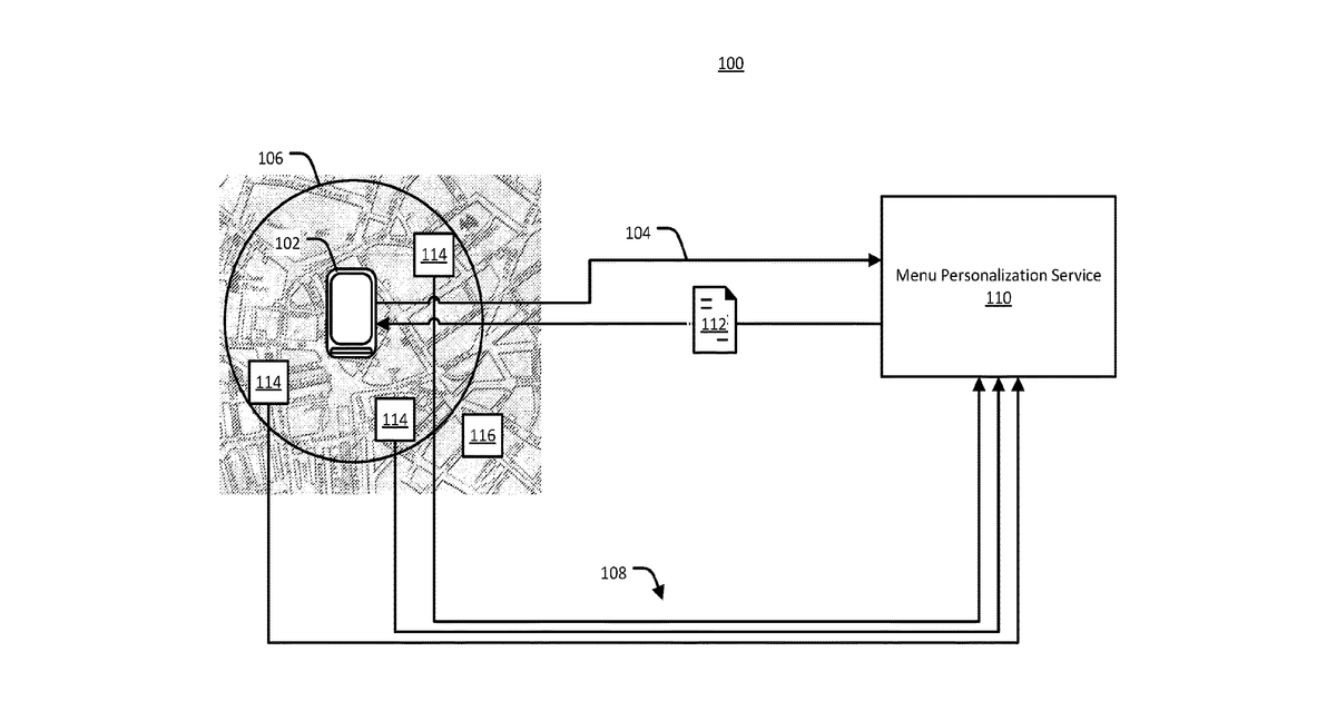 Patent drawing for Menu Personalization