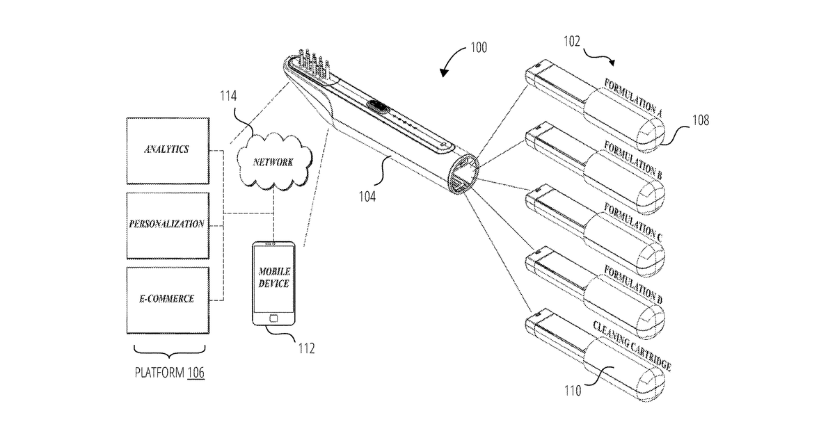 Patent drawing for Automatic detection of hair characteristics using a formulation dispensing device