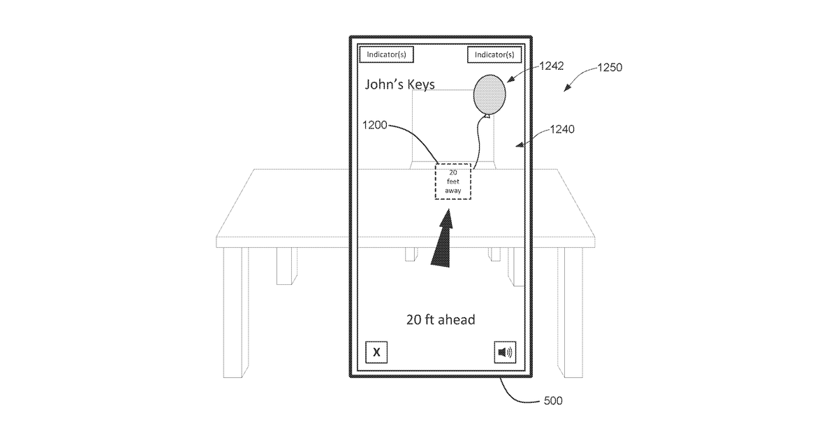 Patent drawing for User interfaces for tracking and finding items