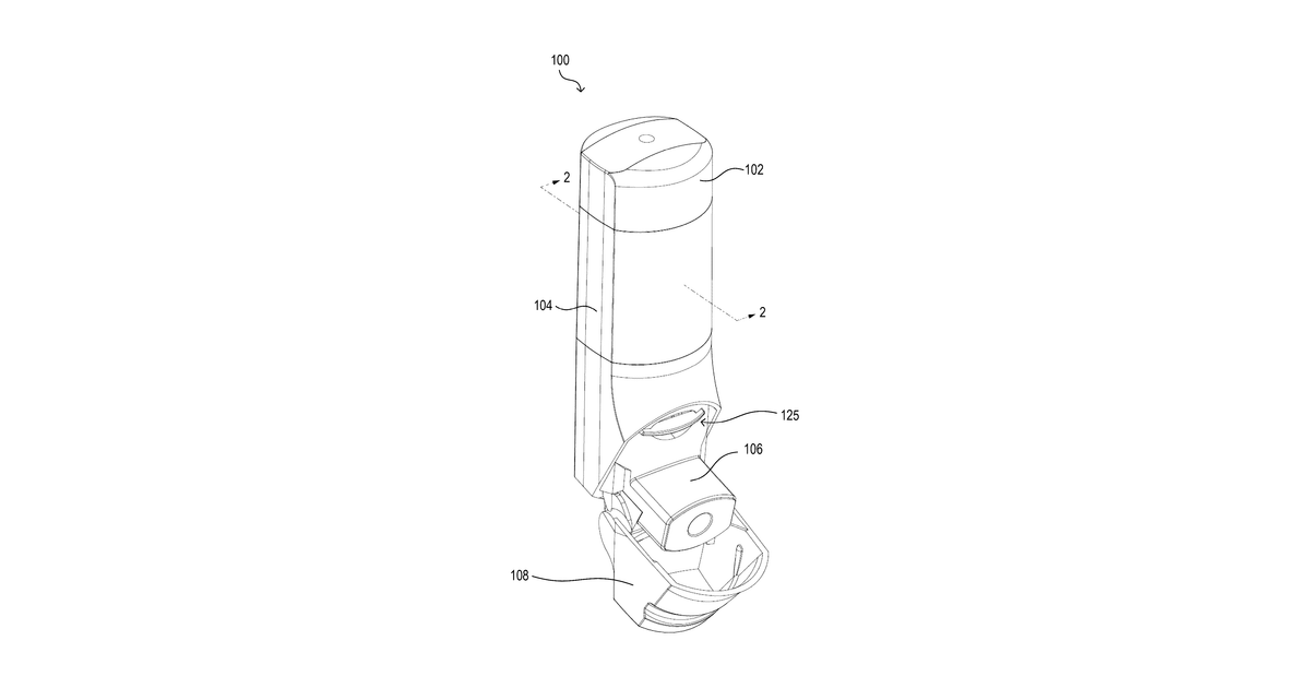 Patent drawing for Drug delivery device with electronics