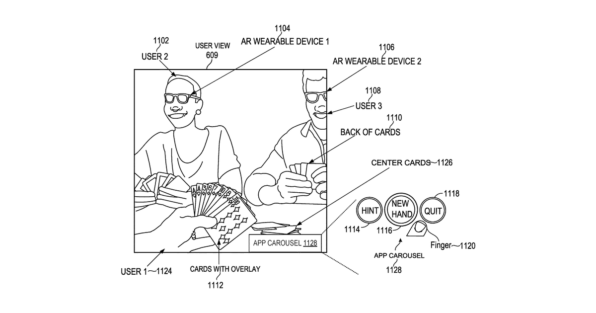 Patent drawing for Augmented reality physical card games