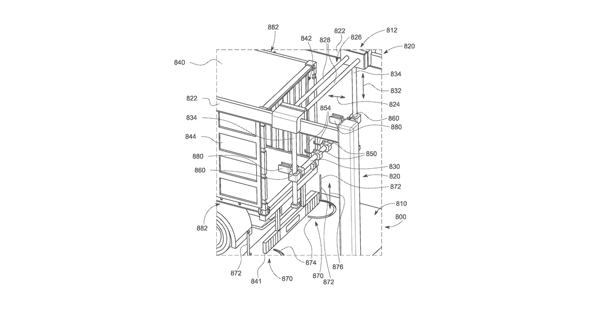 Patent drawing for System and method for automated opening of trailer doors