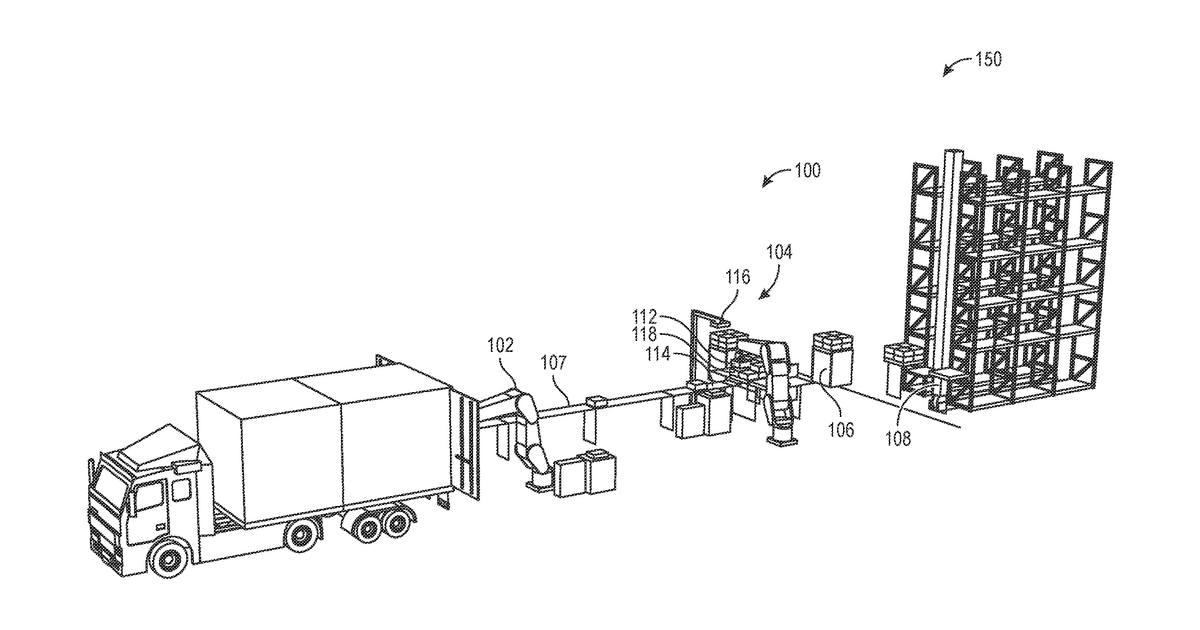 Patent drawing for Robotic systems with dynamic motion planning for transferring unregistered objects