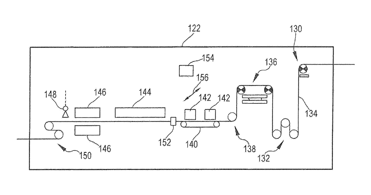 Patent drawing for Plant and process for pre-coating and printing on metallic strips