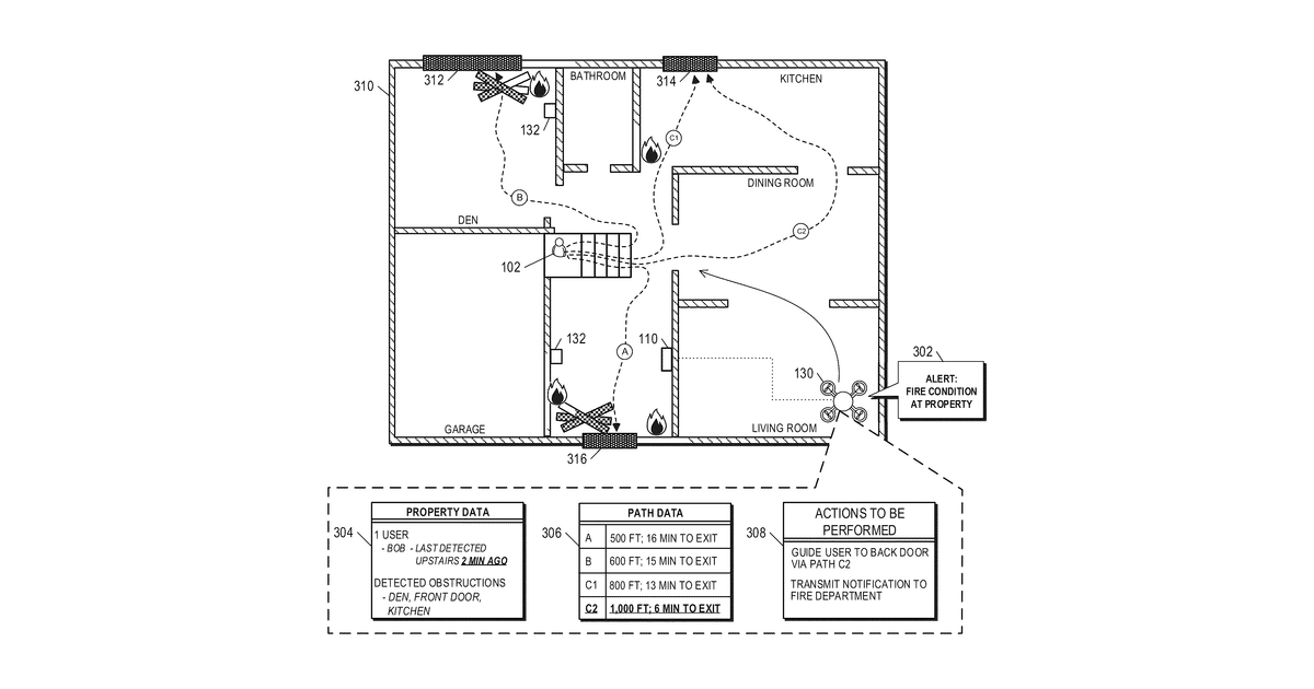 Patent drawing for Emergency drone guidance device