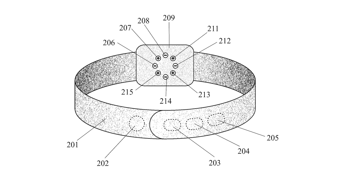 Patent drawing for Wearable Device with a Circular or Polygonal Array of Light Emitters and Light Receivers to Measure Biometric Parameters