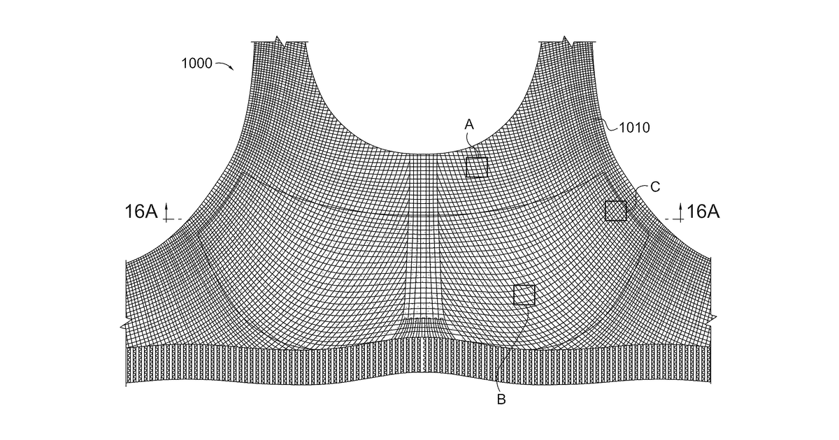 Patent drawing for Support garment