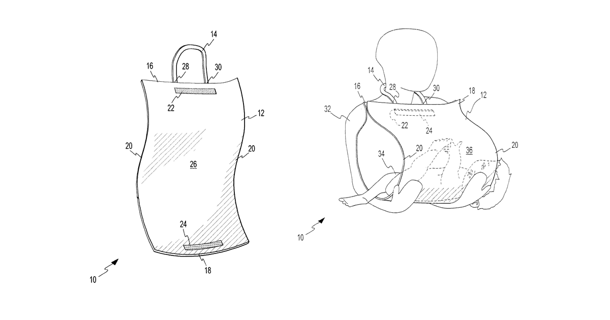 Patent drawing for Bath towel device and method for infants