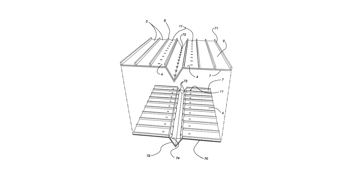 Patent drawing for Method and plate apparatus for dew point evaporative cooler using a trough wetting system
