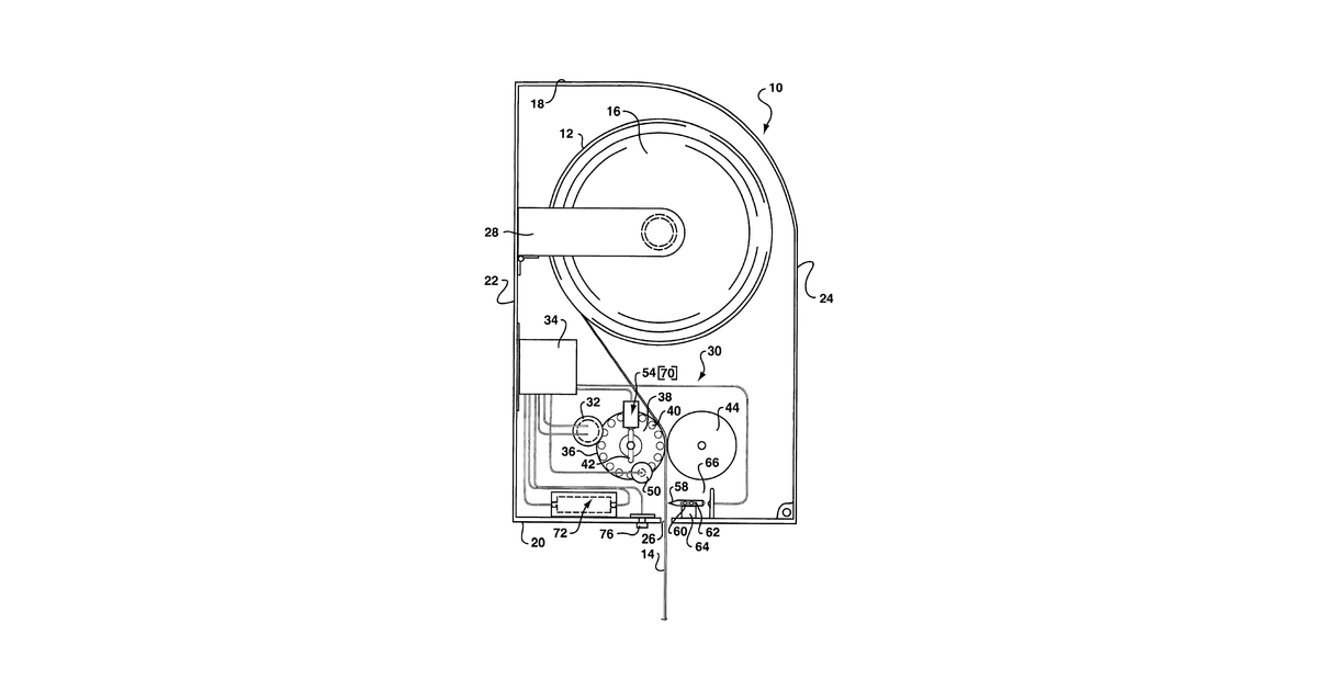Patent drawing for Electro-mechanical roll product dispenser