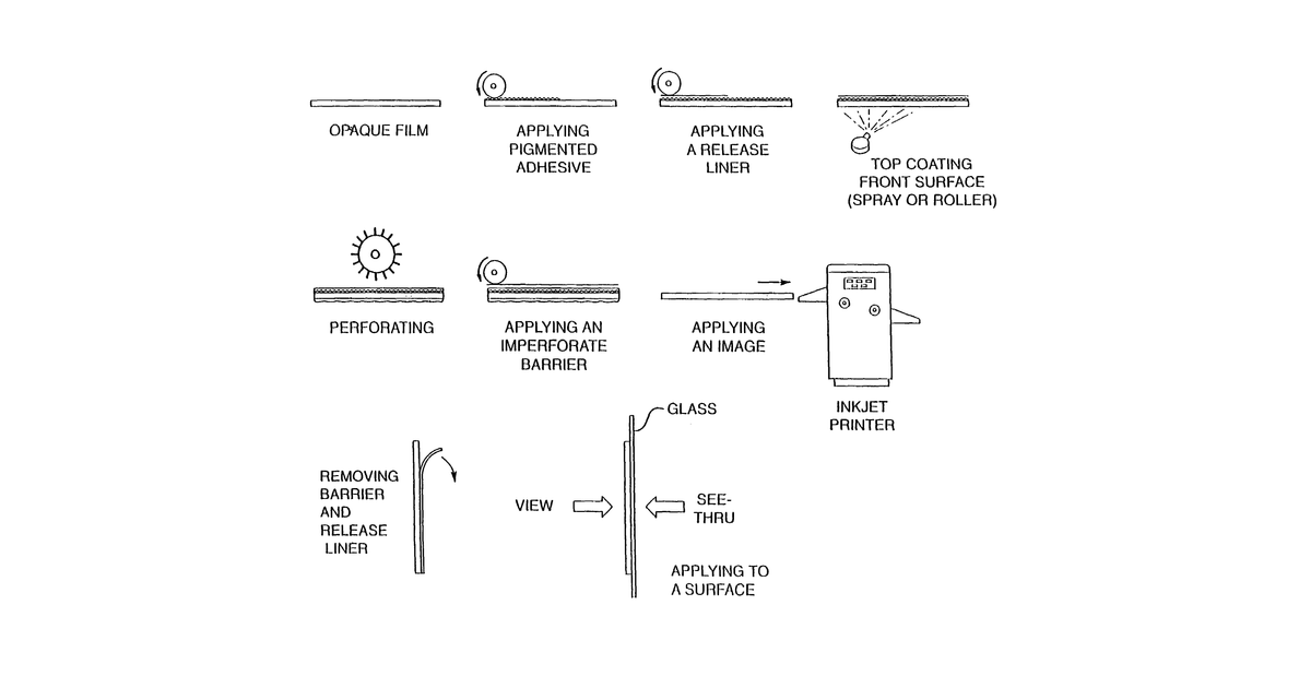 Patent drawing for One-way see-thru panel and method of making same