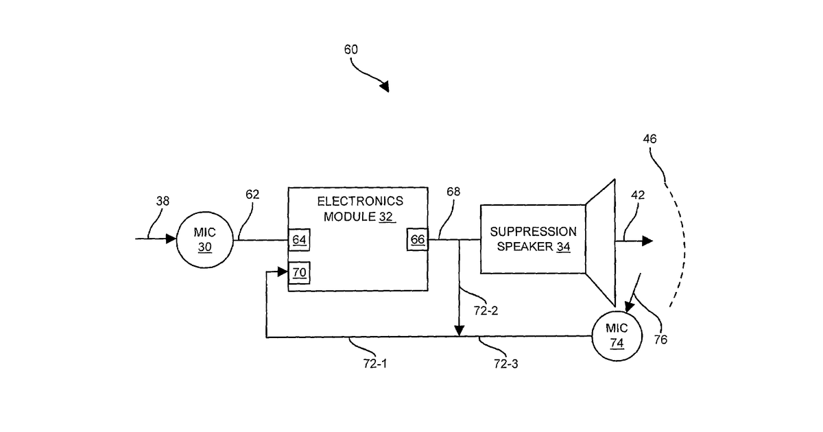 Patent drawing for Methods and apparatus for providing privacy for a user of an audio electronic device