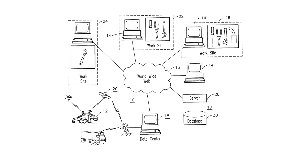 Patent drawing for Computerized method and system for guiding service personnel to select a preferred work site for servicing transportation equipment