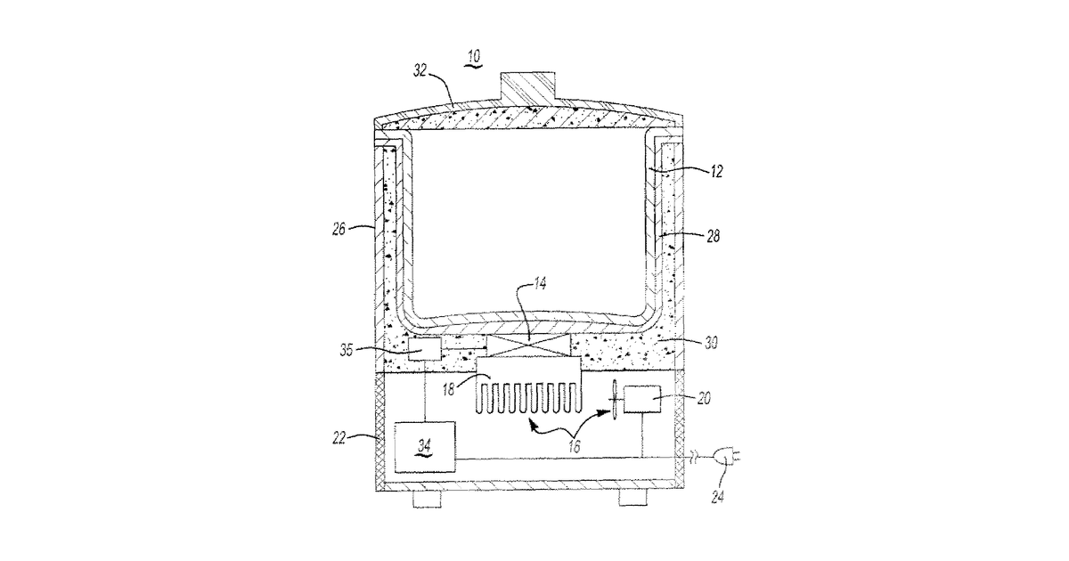 Patent drawing for Cooker utilizing a peltier device