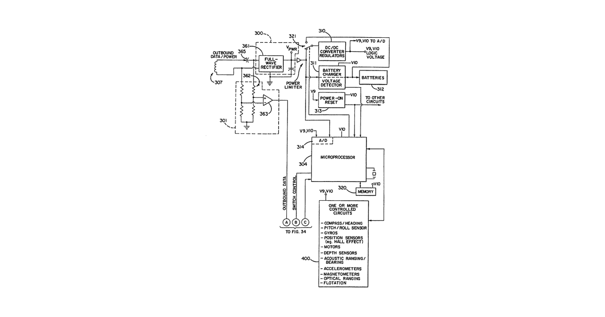 Patent drawing for Underwater cable arrangements and devices