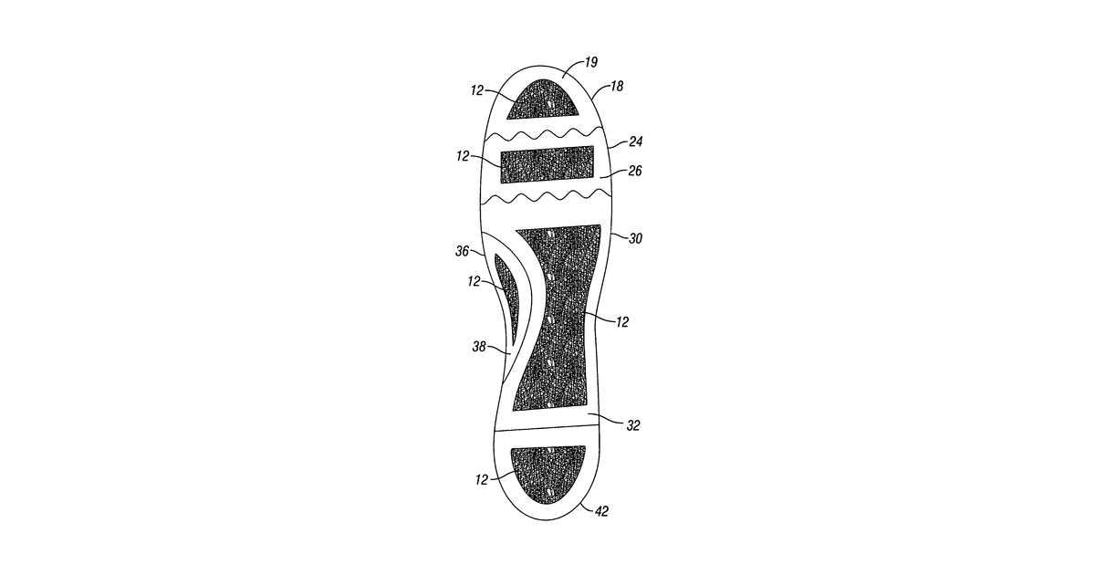 Patent drawing for Multipiece footwear insole