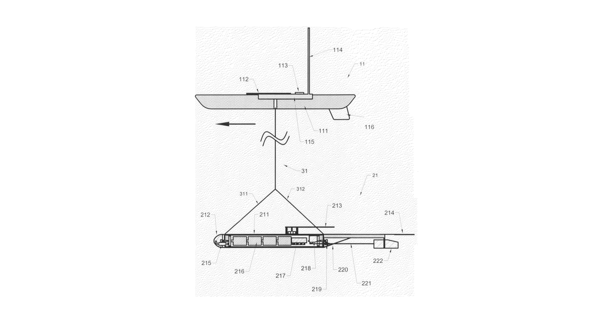 Patent drawing for Wave power vehicle tethers