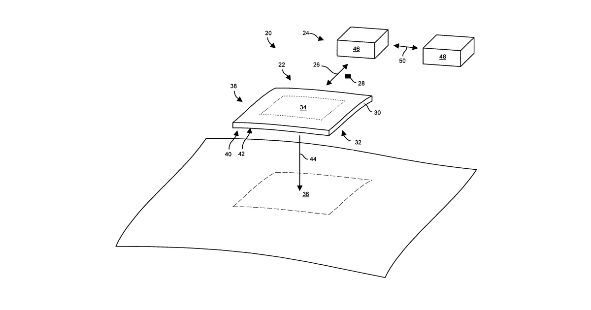 Patent drawing for Electronic bandage with flexible electronic controller