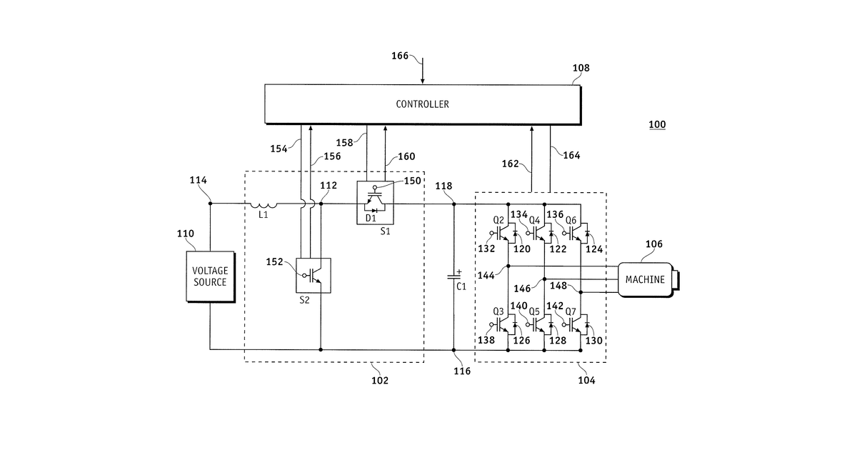 Patent drawing for Voltage link control of a DC-AC boost converter system
