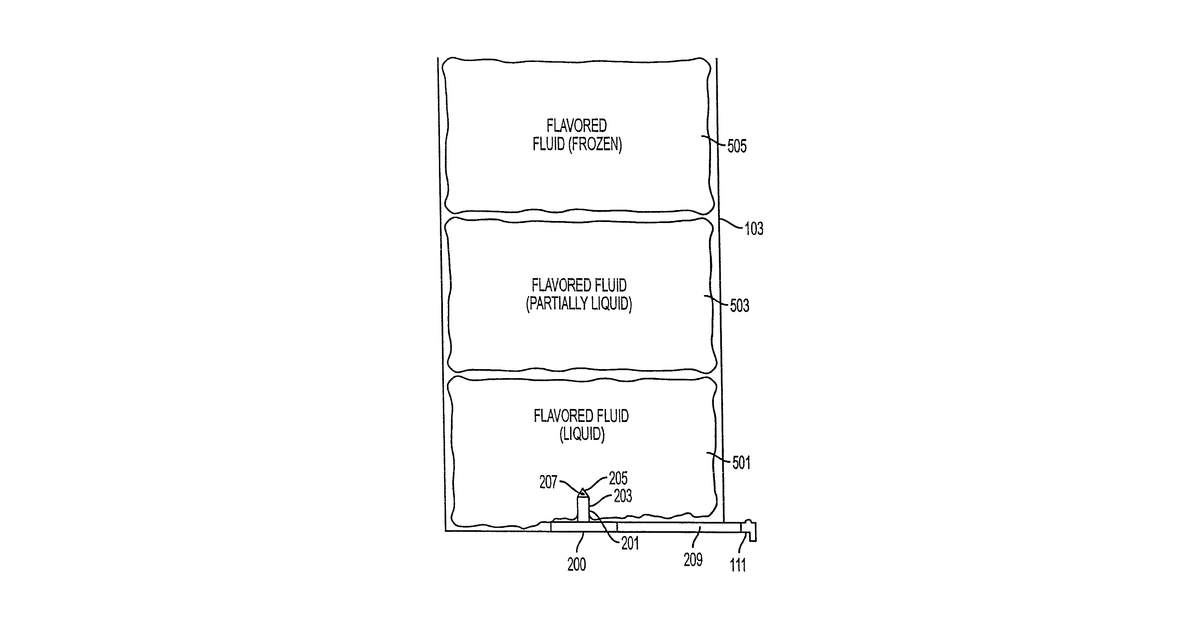 Patent drawing for Portable water cooler for use with bagged fluids and bagged fluids for use therewith