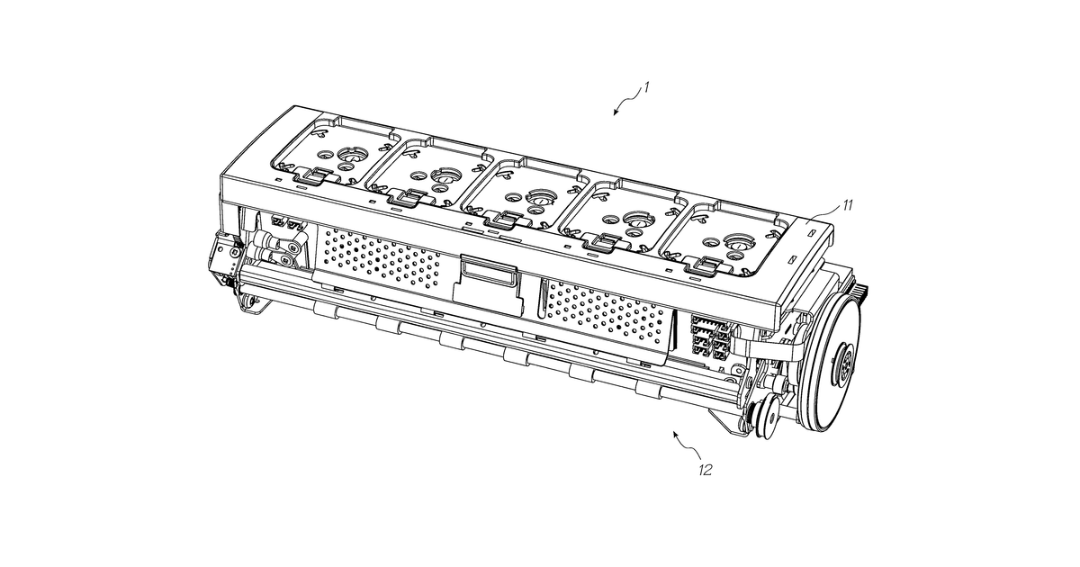 Patent drawing for Print engine with partitioned body and interleaved ink storage modules