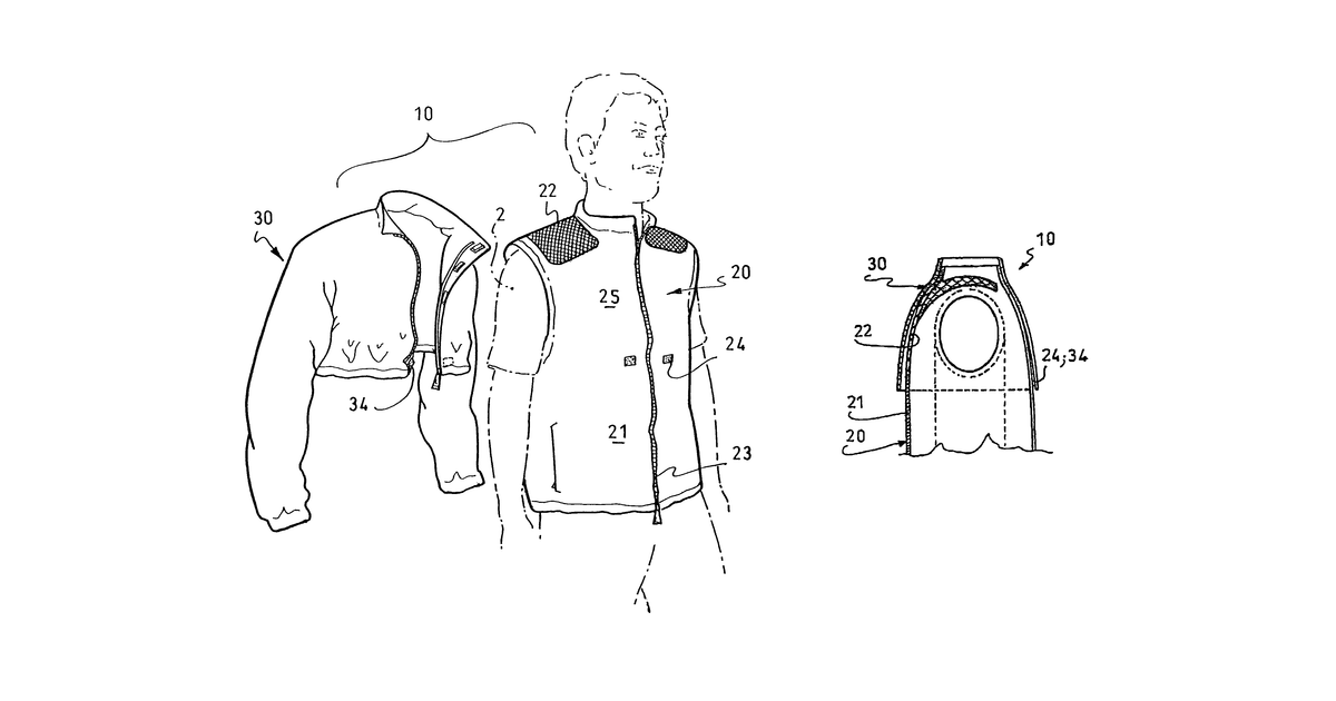 Patent drawing for Sports garment