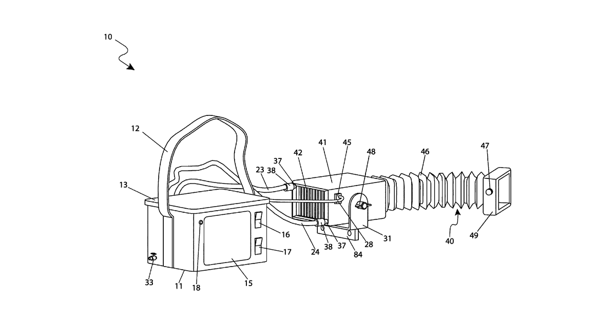 Patent drawing for Attachable, portable cooling system