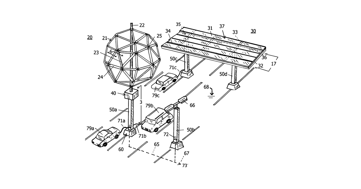 Patent drawing for Renewable energy vehicle charging station